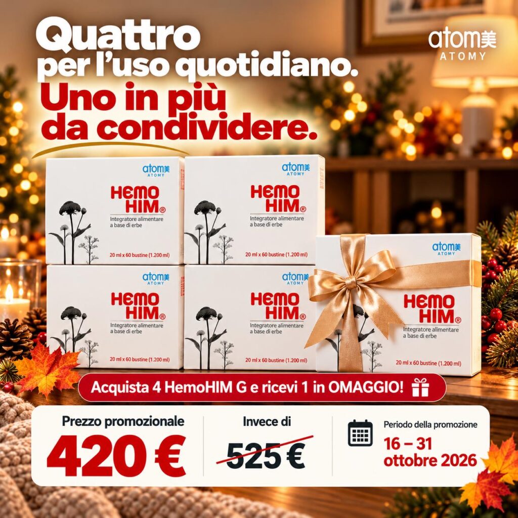 Promozione Atomy di ottobre: acquista 4 HemoHIM G e ricevi 1 confezione in omaggio